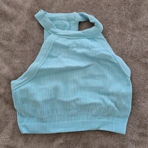 Aerie Ribbed Crop Top - Sky Blue